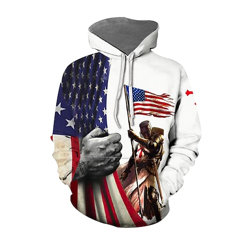 

Herren Hoodie Sweatshirt Kapuze Weiß Mit Kapuze Grafik-Drucke Nationalflagge Bedruckt Täglich Sport 3D-Druck Strassenmode Designer Basic Frühling Herbst Bekleidung Kapuzenpullover Sweatshirts