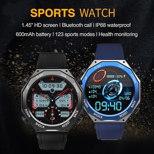 

amoled tela hd bluetooth chamada relógio inteligente masculino esporte smartwatches 600mah bateria 100 modo esportivo rastreador de fitness pulseira relógios de pressão arterial ip68 à prova d'água smartwatch homem mulheres