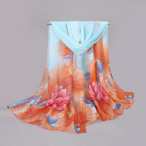 

Watercolor Travel Cape With Lotus Pattern For Women