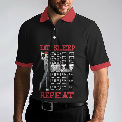 

Herren poloshirt Golfhemd Geknöpftes Poloshirt Atmungsaktiv Schnelltrocknend Feuchtigkeitsableitung Kurzarm Golfbekleidung Golfkleidung Regular Fit Buchstabe Bedruckt Sommer Tennis Golfspiel