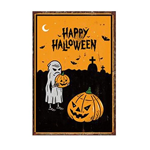 

1pc halloween metal tin sign fantôme sorcière citrouille tin sign vintage cuisine signes décoration murale, peinture tenture murale pour restaurant décor bar décor home decor wall art metal tin sign
