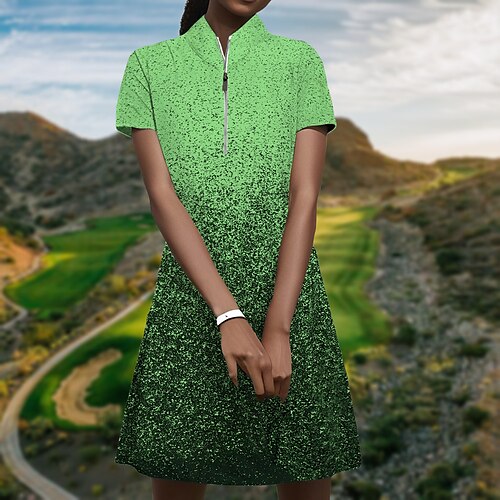 

Femme Robe de tennis robe de golf Respirable Séchage rapide Evacuation de l'humidité Manche Courte Robes Vêtements de golf Standard Zippé Dégradé de Couleur Eté Tennis Le golf Pickleball