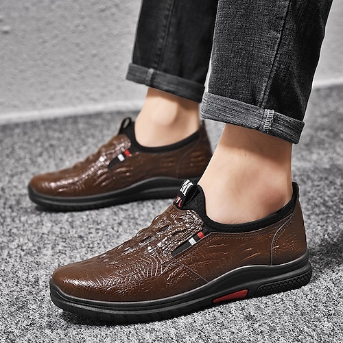 

Homens Mocassins e Slip-Ons Sapatos casuais masculinos Mocassins de couro Negócio Casual Diário Couro Sintético Respirável Confortável Antiderrapante Preto Marron Primavera