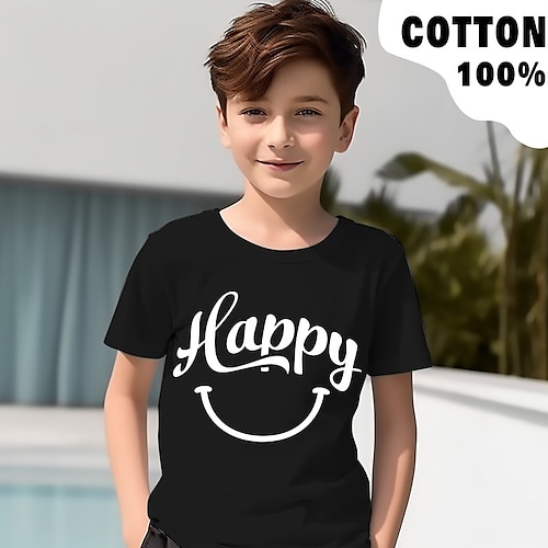 

Boys T shirt Short Sleeve T shirt Tee Graphic Letter 3D Print Active Sports Fashion 100% Cotton Outdoor Casual Daily Kids Crewneck 3-12 Years 3D Printed Graphic Regular Fit Shirt