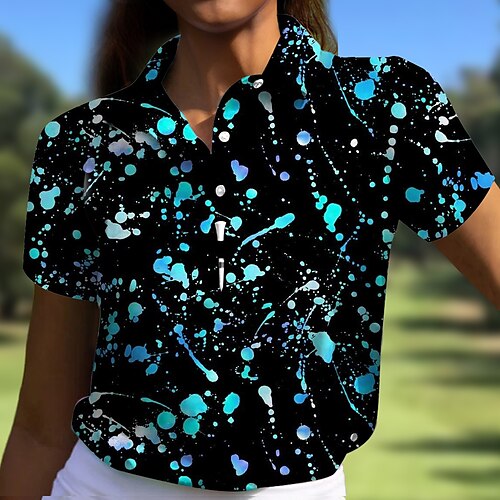 

Women's Polo Shirt Golf Shirt Button Up Polo Breathable Quick Dry Moisture Wicking Short Sleeve Golf Apparel Golf Clothes Regular Fit Tie Dye Summer Tennis Golf Pickleball