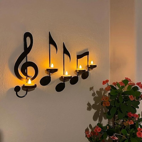 

castiçal criativo ins iluminação jantar casamento presente de aniversário decoração notas musicais europeias decoração do botão esquerdo