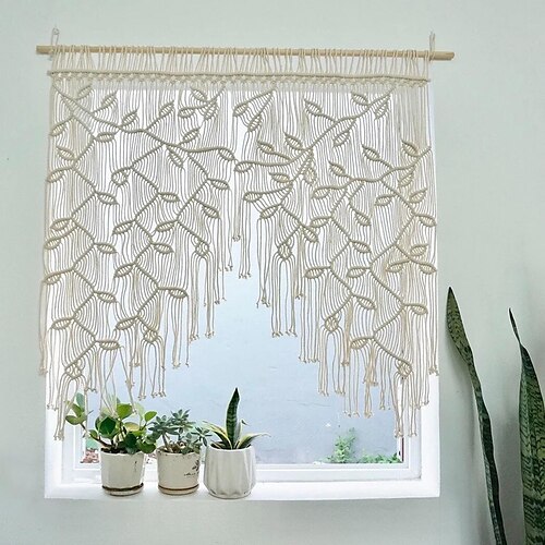 

Cortinas de macramé boho, cortina de puerta corredera, decoración de tapiz bohemio tejido, privacidad de cortina al aire libre, decoración de boda en patio, separador de ambientes para pérgola,