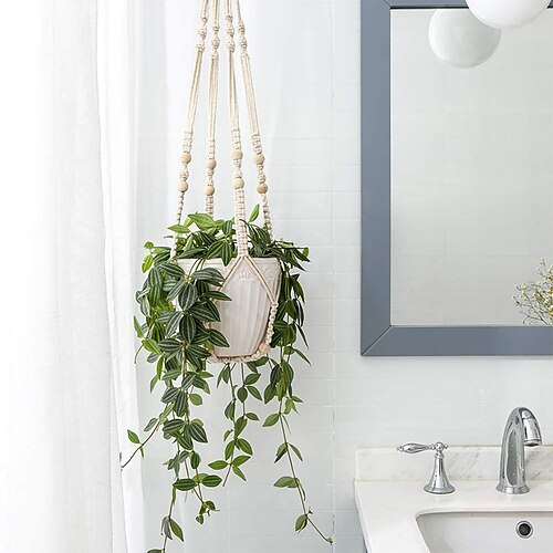 

Cesta colgante de plantas artificiales con gancho, soporte de planta de macramé para decoración de boda en casa, guirnalda colgante diy, planta de flores falsas