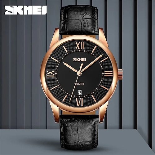 

SKMEI Women Men Quartz Watch Luxury Large Dial Fashion Business Calendar Waterproof Decoration Leather Watch