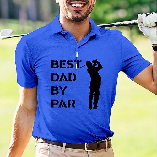 

Homens Camisa polo de caminhada Camisa de golfe Pólo de botões Respirável Secagem Rápida Pavio Humido Manga Curta Vestuário de golfe Roupas de golfe Normal Letra Estampado Verão Tênis Golfe Pickleball