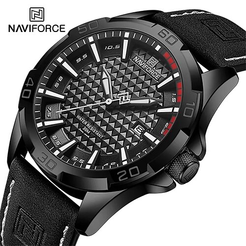 

Naviforce original männer quarzuhr mode sport analog quarz armbanduhr für männer wasserdichte leder armbanduhr kalender männlichen uhr relogios masculino 8023