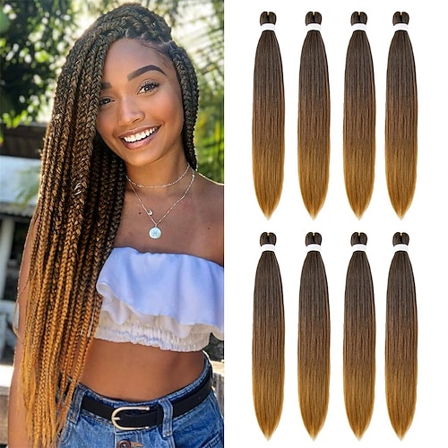 Braiding Hair Pre Stretched Ombre Braiding Hair 30 Inches 8 Packs/Lot  27/613 Color Professional Easy Braid Itch Free Yaki Hair Texture Hot Water