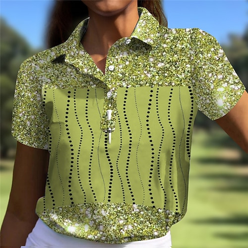 

Mulheres Camisa polo de caminhada Camisa de golfe Pólo de botões Respirável Secagem Rápida Pavio Humido Manga Curta Vestuário de golfe Roupas de golfe Normal Estampado Verão Tênis Golfe Pickleball