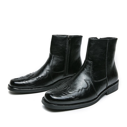 

Herren Stiefel Karierte Schuhe im britischen Stil Cowboy Westernstiefel Reitstiefel Brautkleider schlicht Britisch Täglich Leder Komfortabel Schwarz Gelb Braun Herbst Winter