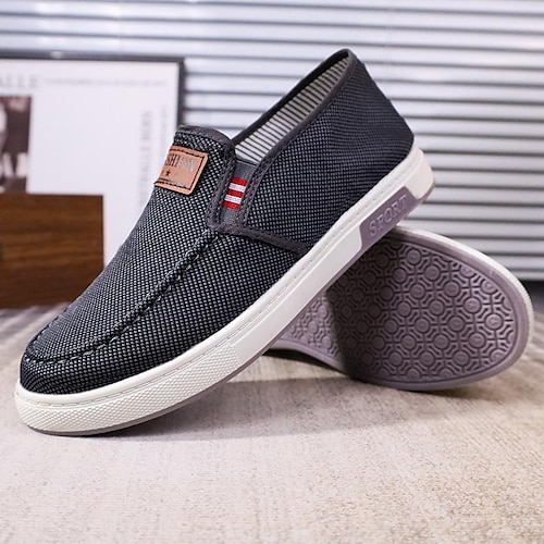 

Homens Mocassins e Slip-Ons Sapatos Confortáveis Tênis Slip-on Casual Ao ar livre Diário Caminhada Lona Respirável Confortável Antiderrapante Preto Azul Cinzento Verão Primavera