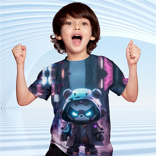 

Garçon T-shirt Manche Courte T-shirt Tee-shirts Graphic Bande dessinée 3D effet Actif Sportif Mode Polyester Extérieur Casual du quotidien Enfants Col ras du cou 3-12 ans Graphique imprimé en 3D