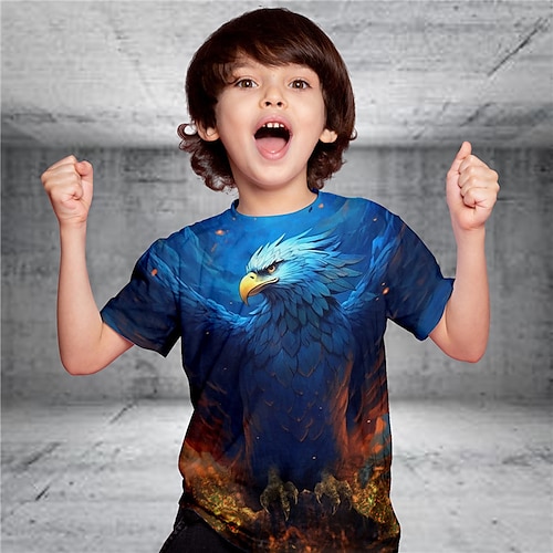 

Chico Camiseta Manga Corta Camiseta Graphic Animal Impresión 3D Activo Deportes Moda Poliéster Exterior Casual Diario Niños Cuello redondo 3-12 años Gráfico impreso en 3D Ajuste regular Camisa