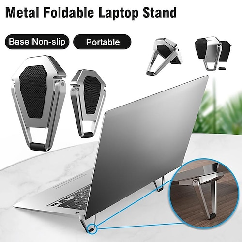 

2 Pcs Metal Portable Foldable Laptop Stand Non-slip Base Notebook Bracket Accessories