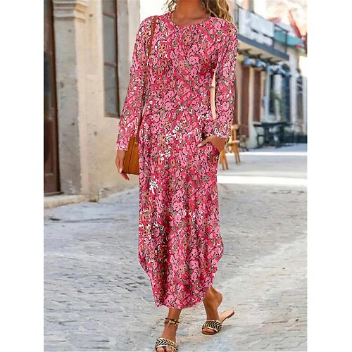 

Mujer Vestimenta casual Vestido Estampado Vestido de primavera Floral floral ditsy Bolsillo Separado Cuello Barco vestido largo vestido largo Moda Ropa de calle Exterior Diario Manga Larga Ajuste