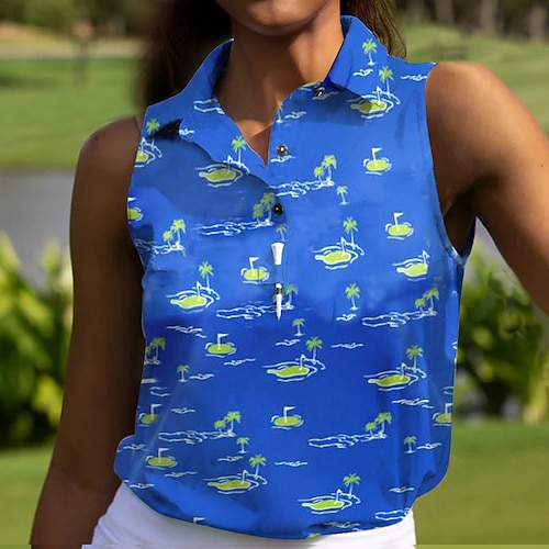 

Mujer Camisas de polo Camiseta de golf Polo con botones Transpirable Secado rápido Dispersor de humedad Sin Mangas Ropa de golf ropa de golf Ajuste regular Árbol Verano Tenis Golf pepinillo