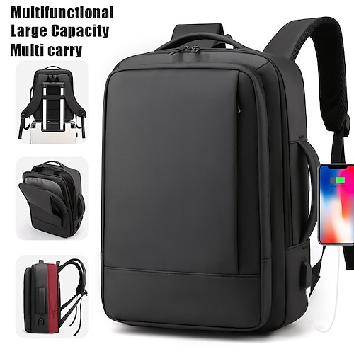 

Homens mochila Mochila funcional mochila Diário Viajar Côr Sólida Náilon Grande Capacidade Prova-de-Água Respirável Ziper Preto Cinzento