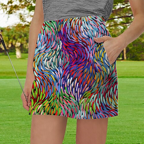 

Damen Tennisrock Golfrock Atmungsaktiv Schnelltrocknend Feuchtigkeitsableitung Tennisbekleidung Golfbekleidung Regular Fit 2 in 1 Golf-Tee-Tasche Blumen Sommer Tennis Golfspiel Pickleball