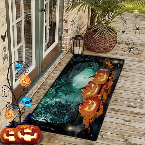 

Halloween Rug Dog Tracks Floor Mat Door Mat Hallway Carpets Area Rugs Washable for Bedroom Living Room Kitchen Bathroom Anti-Slip Floor Mats