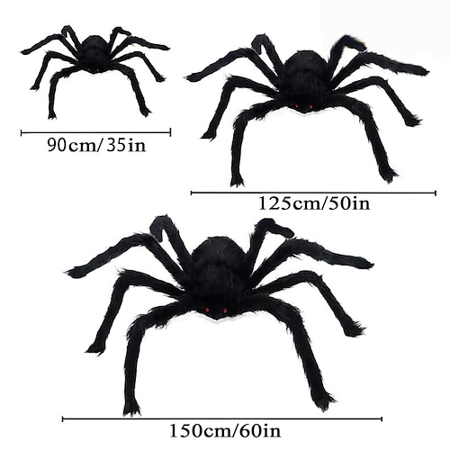  Halloween Decoration Spider, Outdoor Halloween Spider Decorations, Black Soft Hairy Scary Spider Realistic Large Spider Props for Home, Yard, Party Creepy Halloween Decor