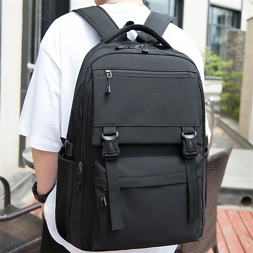 

Homens Mulheres mochila Mochila Escolar mochila Escola Diário Côr Sólida Tecido Oxford Anti-Escorregar Ajustável Grande Capacidade Ziper Preto Branco Azul
