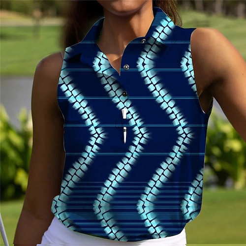 

Mulheres Camisa polo de caminhada Camisa de golfe Pólo de botões Respirável Secagem Rápida Pavio Humido Sem Manga Vestuário de golfe Roupas de golfe Normal Estampado Verão Tênis Golfe Pickleball