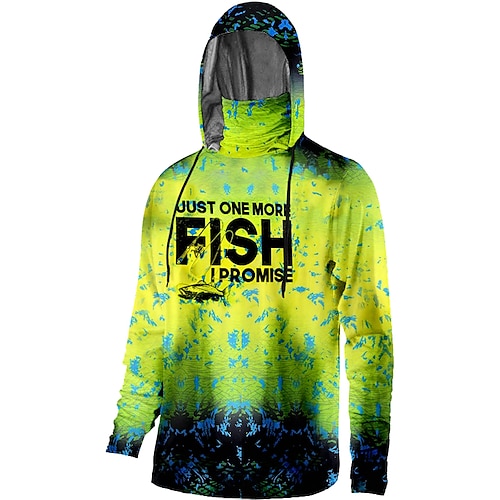 

Men's Fishing Shirt Hooded Outdoor Long Sleeve UPF50 UV Protection Breathable Quick Dry Lightweight Top Spring Autumn Outdoor Fishing Camping & Hiking Black Yellow Blue