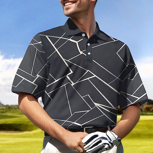 

Hombre Camisas de polo Camiseta de golf Polo con botones Transpirable Secado rápido Dispersor de humedad Manga Corta Ropa de golf ropa de golf Ajuste regular Geometría Verano Tenis Golf pepinillo