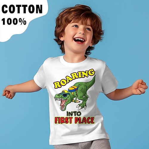 

Para Meninos Camiseta Manga Curta Camisa Camiseta Gráfico Animal Crocodilo Impressão 3D Ativo Esportes Moda 100% Algodão Ao ar livre Casual Diário Infantil Crewneck 3-12 anos Gráfico impresso em 3D