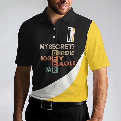 

Homme T-shirt POLO Chemise de golf Polo boutonné Respirable Séchage rapide Evacuation de l'humidité Manche Courte Vêtements de golf Top Standard Lettre Imprimé Eté Tennis Le golf Pickleball