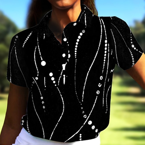  Dam Vandringspolotröja Blå Kortärmad Solskydd Överdelar Golfkläder för damer Kläder Outfits Bär kläder
