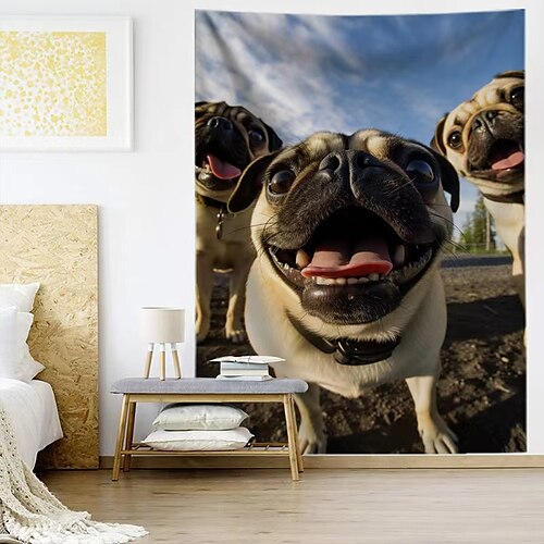 

Funny Bulldog Hanging Tapestry Wall Art Large Tapestry Mural Decor Photograph Backdrop Blanket Curtain Home Bedroom Living Room Decoration