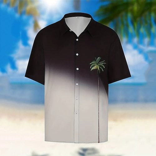 

Herren Hemd Hawaiihemd Sommerhemd Farbverlauf Kokosnussbaum Grafik-Drucke Umlegekragen Schwarz Outdoor Strasse Kurze Ärmel Bedruckt Bekleidung Modisch Designer Brautkleider schlicht Weich