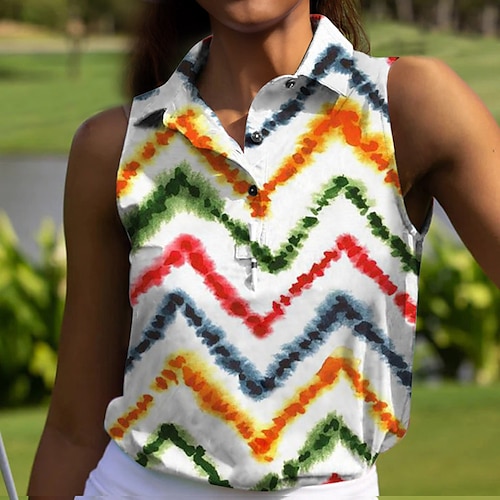 

Mulheres Camisa polo de caminhada Camisa de golfe Pólo de botões Respirável Secagem Rápida Pavio Humido Sem Manga Vestuário de golfe Roupas de golfe Normal Cores Gradiente Verão Tênis Golfe Pickleball