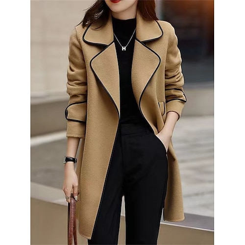 

Damen Mantel Outdoor Einkauf Freizeitskleidung Herbst Winter Lang Mantel Regular Fit warm Atmungsaktiv Stilvoll Moderne Moderner Stil Jacken Langarm Feste Farbe Mit Gürtel Schwarz Rote Grün