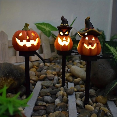 

Halloween ao ar livre luzes solares abóbora jack o lanterna para quintal moderno resina piso inserção paisagem decoração paródia abóbora luzes