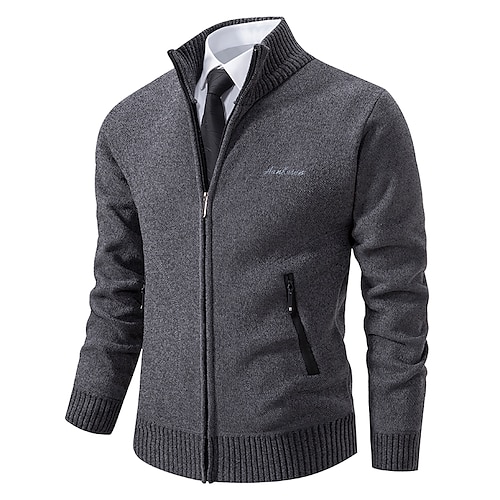 

Hombre Pulóveres Chaqueta de Punto Estriado Tejer Regular De Punto Escote Chino Calentadores Contemporáneo moderno Ropa Cotidiana Noche Ropa Otoño invierno Negro Gris Ligero S M L