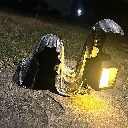

Halloween Ghost Lights Scary Statue Resin Party Decoration Reaper Sculpture Messenger Figurine Halloween Party Supplies Table Decorations