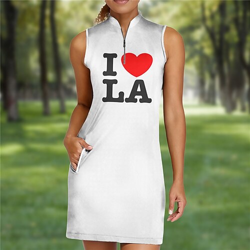 

Femme Robe de tennis robe de golf Respirable Séchage rapide Evacuation de l'humidité Sans Manches Robes Tenue de tennis Zippé Lettre Imprimé Eté Tennis Le golf Pickleball