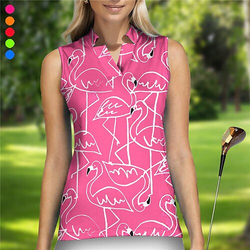 

Damen poloshirt Golfhemd Atmungsaktiv Schnelltrocknend Feuchtigkeitsableitung Ärmellos Golfbekleidung Golfkleidung Regular Fit V-Ausschnitt Bedruckt Sommer Tennis Golfspiel Pickleball