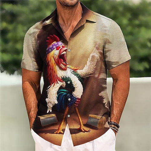 

Homens Camisa Social Estampas Abstratas Turquia Aberto para a Lateral Branco Azul Cáqui Ao ar livre Rua Manga Curta Imprimir Roupa Moda Designer Casual Macia