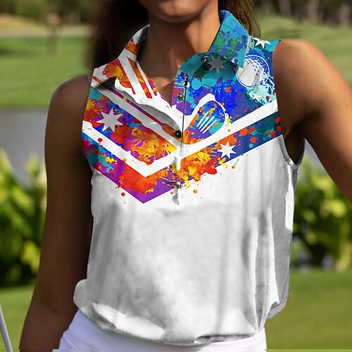 

Mujer Camisas de polo Camiseta de golf Polo con botones Transpirable Secado rápido Dispersor de humedad Sin Mangas Ropa de golf ropa de golf Ajuste regular Impreso Verano Tenis Golf pepinillo