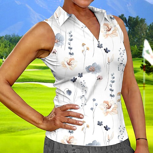 

Mujer Camisas de polo Camiseta de golf Transpirable Secado rápido Dispersor de humedad Sin Mangas Ropa de golf ropa de golf Ajuste regular Cremallera Floral Verano Tenis Golf pepinillo