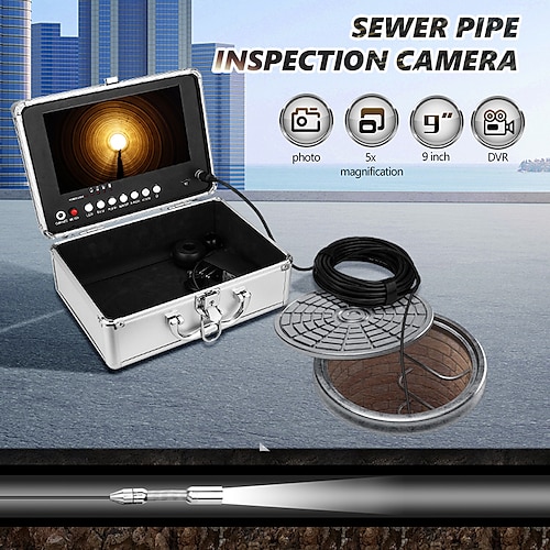 

Caméra endoscope industrielle 30-100mm caméra d'inspection endoscope numérique 2/5/10/30m lumière led portable étanche 9 '' 2mp pipeline réparation de voiture égout