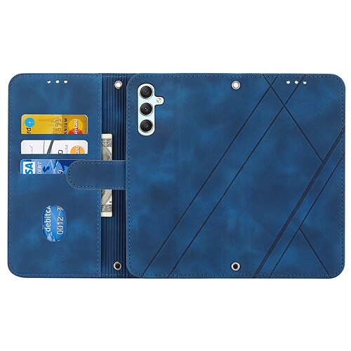 

telefone Capinha Para Samsung Galaxy S23 S22 Ultra Plus S21 FE S20 A54 Bolsa Bolsa Capa para Cartão Wallet com alça transversal removível com pulseira Slots de suporte de cartão Cor Sólida Estampa