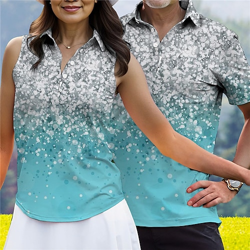 

Homens Mulheres Camisa polo de caminhada polo combinando Camisa de golfe Respirável Secagem Rápida Pavio Humido Manga Curta Vestuário de golfe Roupas de golfe Normal Cores Gradiente Verão Tênis Golfe